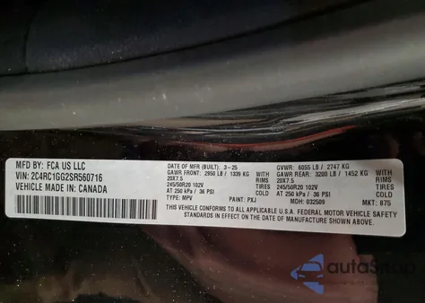 2025 Chrysler Pacifica Limited from USA, damaged, VIN 2C4RC1GG2SR560716